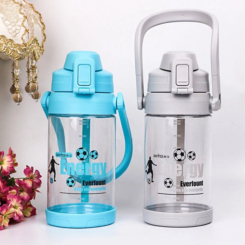 

1500ml Large Capacity Portable Plastic Space Straw Cup Leak Proof Outdoor Sport Kettle Flip Cover Travel Mug Water Drink Bottle