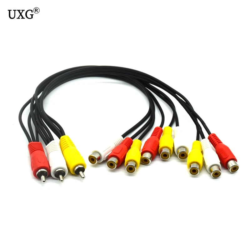 3 RCA штекер до 9 гнездо Композитный Аудио Видео AV кабель сплиттер для Hi-Fi видео DVD CD