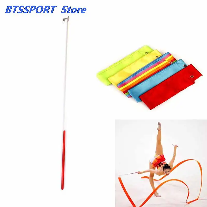 6m Colorful Gym Ribbons Dance Ribbon Rhythmic Art Gymnastics Ballet Streamer Twirling Rod Stick Training