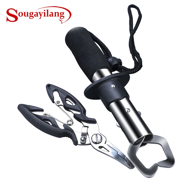 

Sougayilang New Stainless Steel Fishing Grip Set Control + Multifunction Outdoor Fishing Pliers Fish Tackle Fish Lip Gripper Set