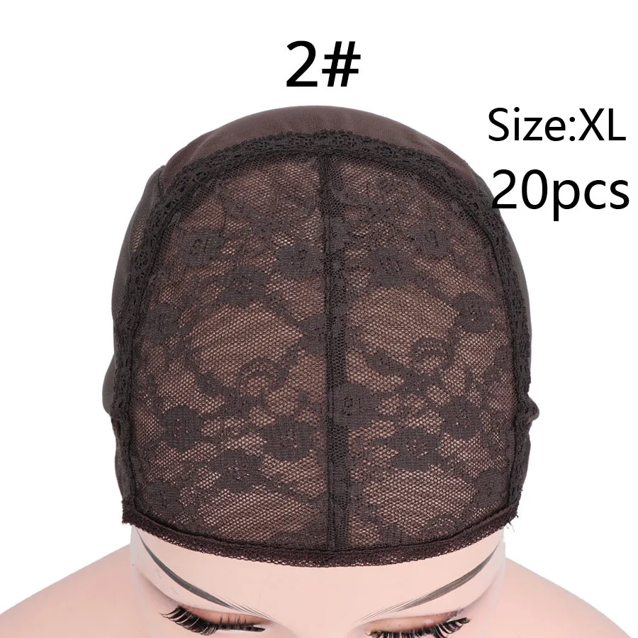 Hot Selling 20Pcs Weave Cap Plussign Wig Cap For Making Wigs With Adjustable Strap Black Weaving Cap S M L Xl Glueless Hair Net - Цвет: NO.2-XL 20Pcs