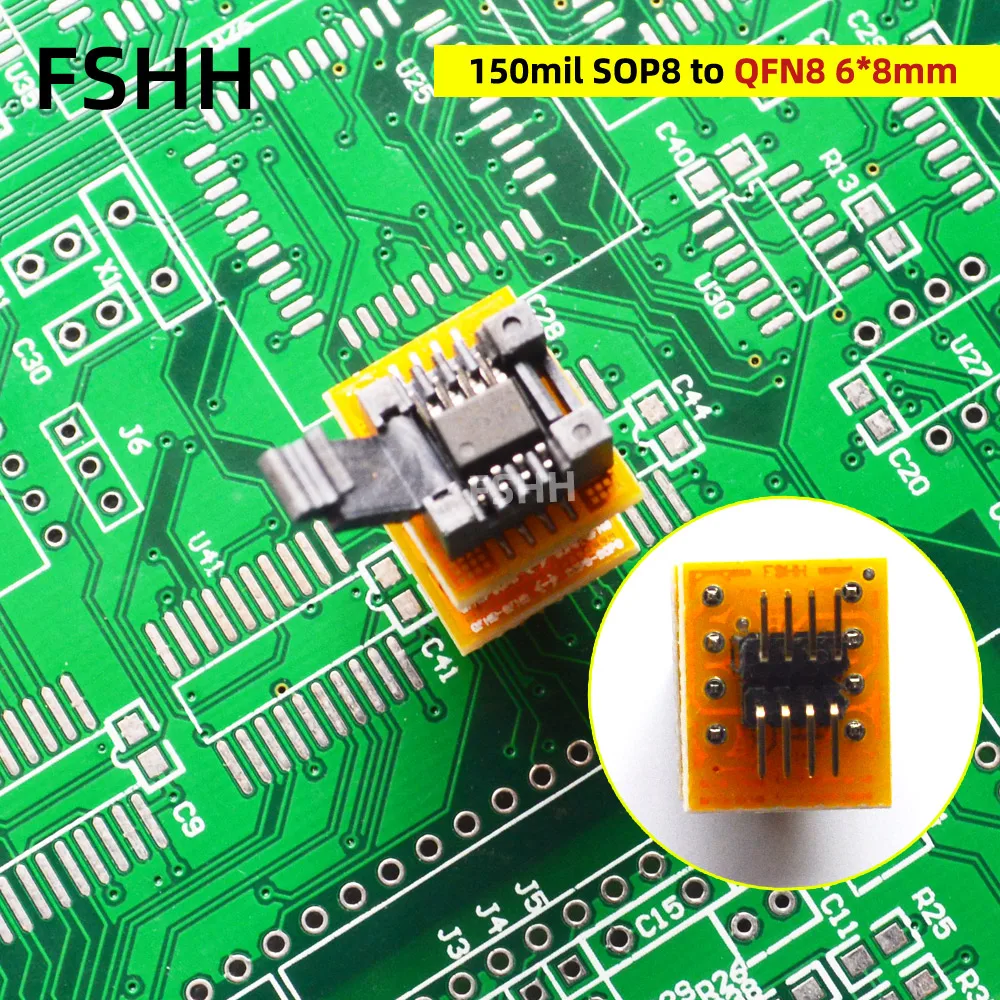 

Mini socket series 150mil SOP8 to 6X8mm QFN8 socket SOP8 to QFN8 WSON8 DFN8 MLF8 Chip solderless adapter test socket