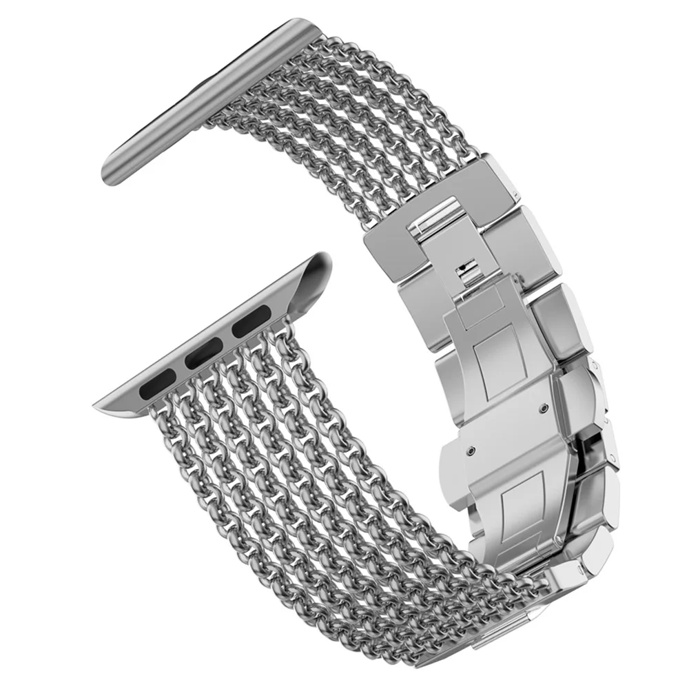 Silver Металлический ремешок для Apple Watch 38 мм 40 мм 42 мм 44 мм сетчатая Петля из нержавеющей стали сменный женский ремешок для iWatch 5 4 3 2 1 - Цвет ремешка: Silver