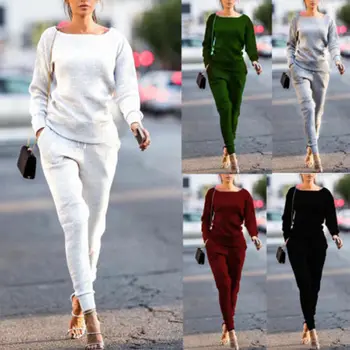 

2020 Autumn Winter 2Pcs Women's Lady Tracksuit Long Sleeve Hoodies Sweatshirt Pants Sets Sport Wear Casual Suit