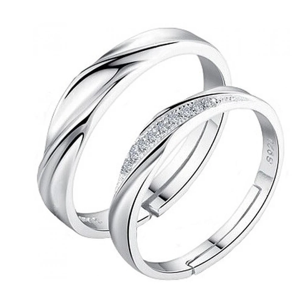

1 Pair High Quality Women Men New Wedding Ring Couple Silver-Color Rings Fashion Lover's Jewelry