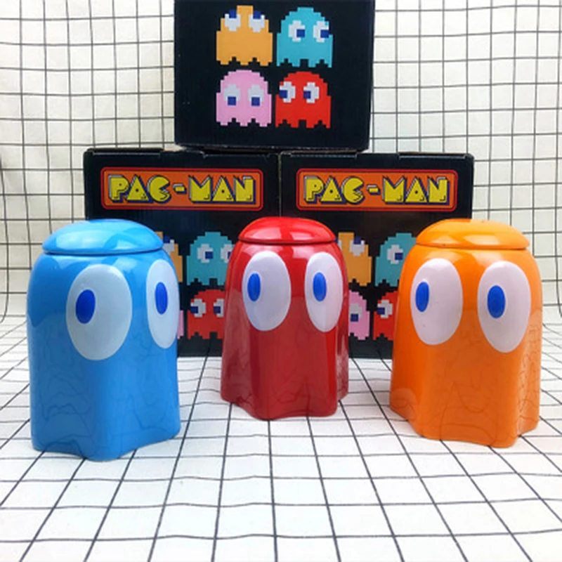 1 шт Новинка 320mL цвета: красный/желтый/синий Pacman кружка с крышкой Керамика чашку