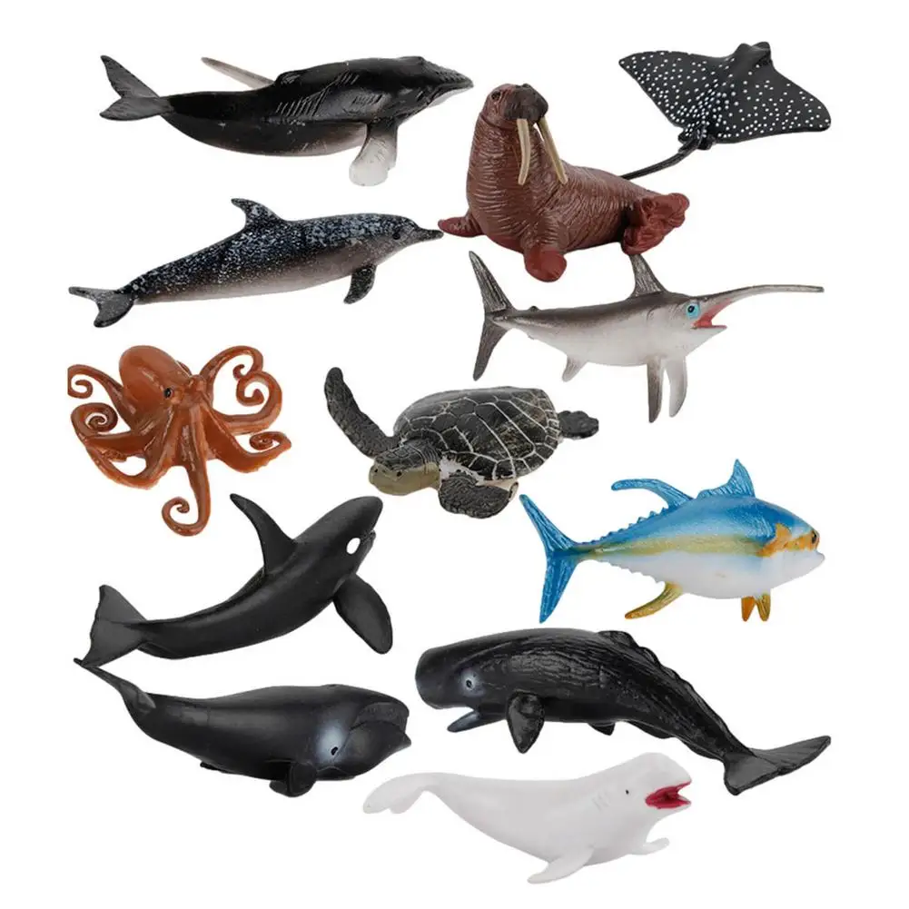 12pcs Sea Creature Toys - Tiny Ocean Animal Figurines Toy Sea Animals Fish  Whale Penguin Toy Sets For Toddlers Kids Toy Or Home - Science - AliExpress