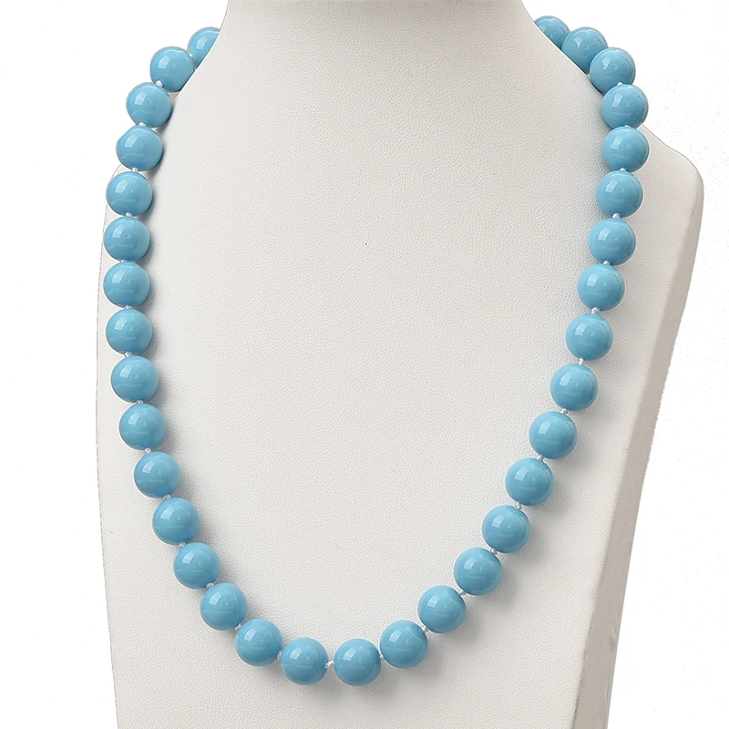 

Wholesale 10mm Size For Blue Synthetic Turquiose Beads Necklace Suitable For Elegant Noble Ladies Women Gifts 18inch H853