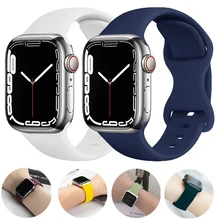 

Soft Silicone Band for Apple Watch 7 6 5 4 3 2 1 40MM 44MM 38MM 42MM Rubber Watchband Strap for iWatch serie 7 41MM 45MM
