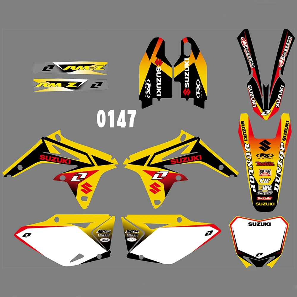Для SUZUKI RMZ450 2008- Графика наклейки на заказ Номер Наименование лента 3M Полный мотоцикл Фоновые наклейки аксессуары