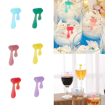 

6pcs/pack Silicone Water Drop Shape Wine Glass Marker Creative Drinking Cup Identifier Party Cup Sign (Random Color)