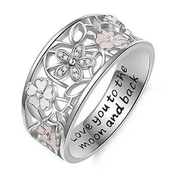 

FDLK Delicate Female Alloy Flower Ring Pink Cut Flower Crystal Lucky Cherry Four-leaf Clover Poetry Eternal Charm