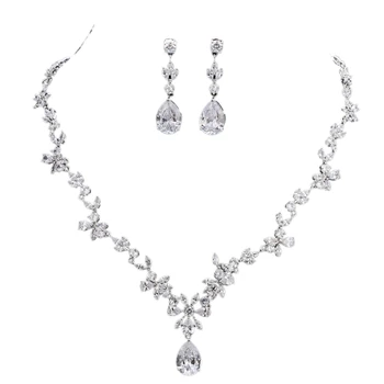 

Jewelry Zircon Flower Party Wedding Jewelry Set Bridal Jewelry White