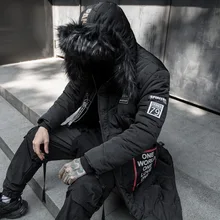 Мужская зимняя теплая длинная куртка уличная модная меховая парка hombre Мужская винтажная хип-хоп пальто куртки с капюшоном Прямая