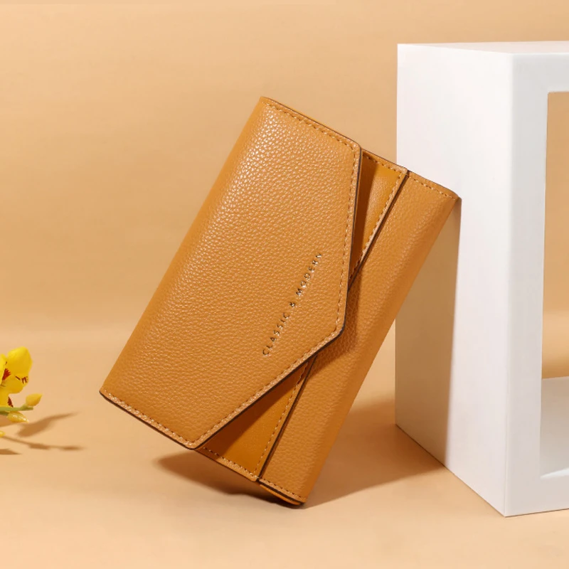 

aliwood 2022 Women Short Three Fold Wallet Multifunctional Lady Envelope Coin Purse Female Leather Zipper Small Wallets Cartera