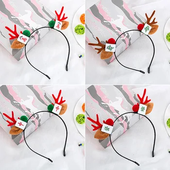 

Christmas Headwear Female Mahjong Antler Headband New Year Children Adult Hair Accessories Sweet And Cute Hair Ball Headband Par