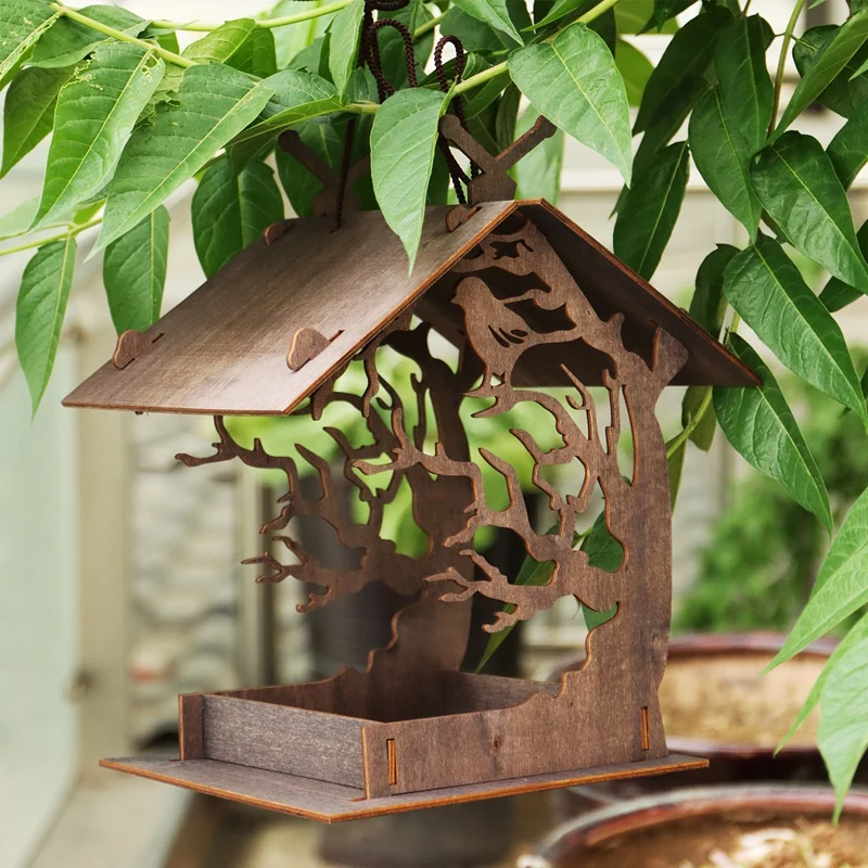 Garden Wooden Birdhouse Attractive Bird Feeder Balcony Gifts Courtyard Garden Wooden Birdhouse Attractive Bird Feeder Balcony Gifts Courtyard