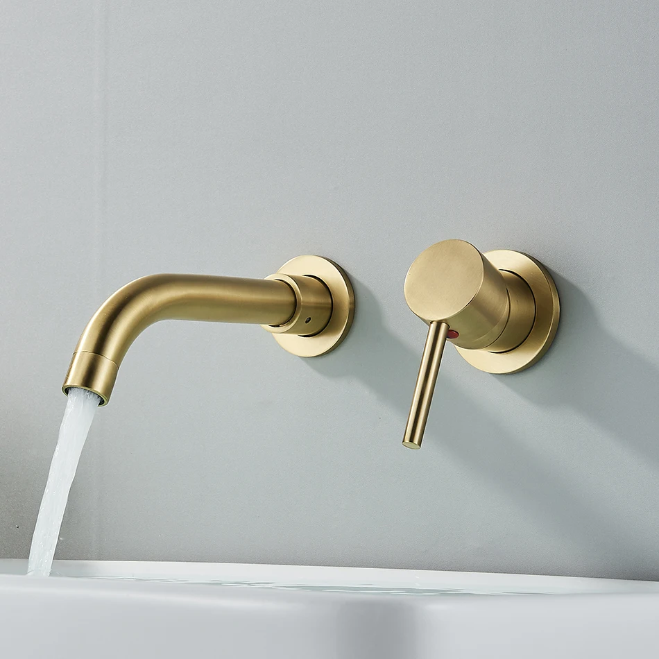 Rubinetto A Parete Nero Opaco G1/2 In Ottone – Per Lavabo E Cucina, Flusso Morbido