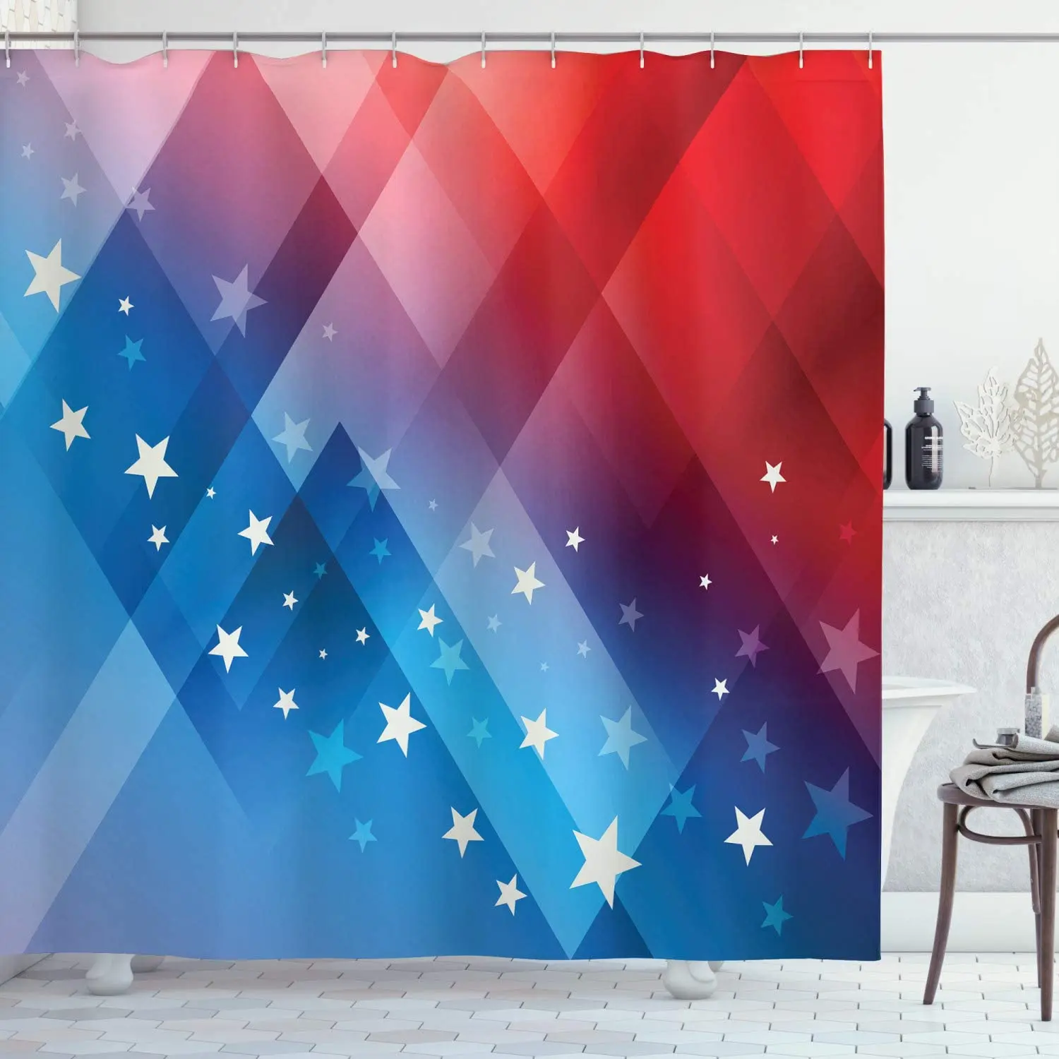 4th of July душ Шторы День Независимости тематические абстрактный ромб с кулоном в