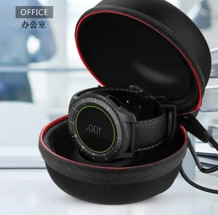 Для samsung Galaxy Watch 46 мм 42 мм gear S3 Портативный Держатель зарядного устройства Док-чехол для путешествий жесткая защитная сумка, сумочка на молнии - Color: black