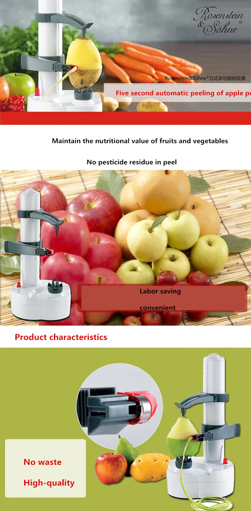 Creative Electric Potato Apple Peeler Practical Peel Fruit Vegetable Multi-function Labor Saving Stainless Steel Kitchen Tools