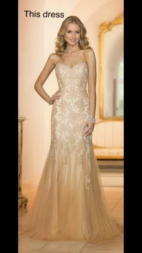 

Elegant Sweetheart with Lace Appliques Beads Champagne Mermaid Vestido De Novia bridal gown 2018 mother of the bride dresses