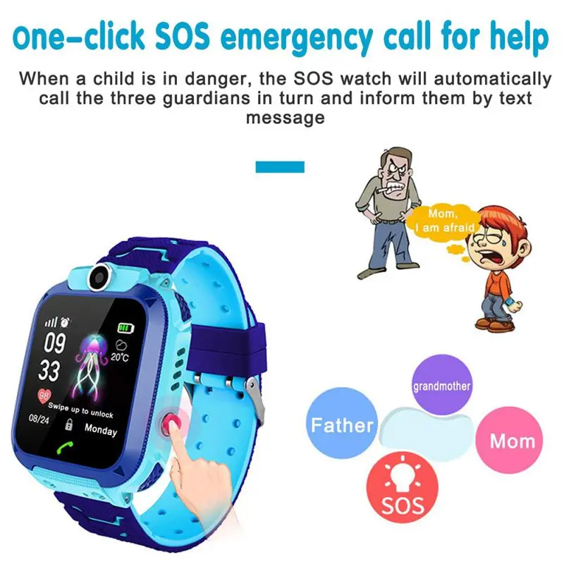 Children Smart Waterproof Watch SOS Positioning Tracking Remote Monitoring Language Intercom Kids Smart Watch afbeelding