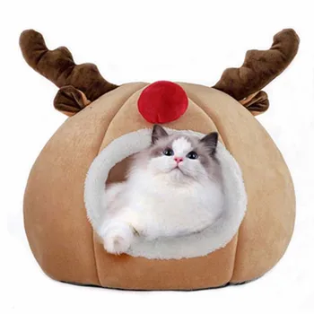 

Christmas Gift Puppy Kitten House Elk Design Heating Pad For Dogs Self Warming Bed Animals Small Pet Supplies Winter Indoor Cave