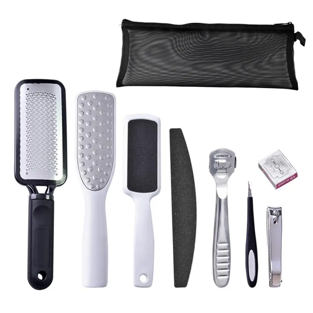 

9Pcs/Set Manicure Set Pedicure Care Portable Multifunctional Stainless Steel Foot File Scraper Nail Clippers Set Foot Care Tools