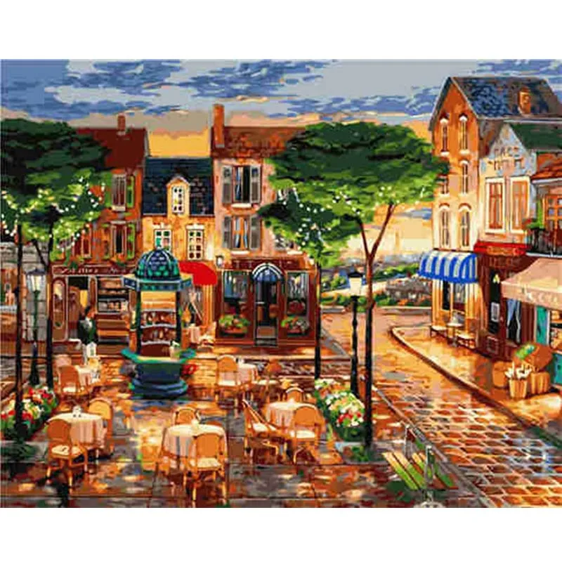 

Hand Painted Canvas Oil Paintings Sunset Street Modern Pictures Nordic Canvas Paintings Wall Pictures For Living Room