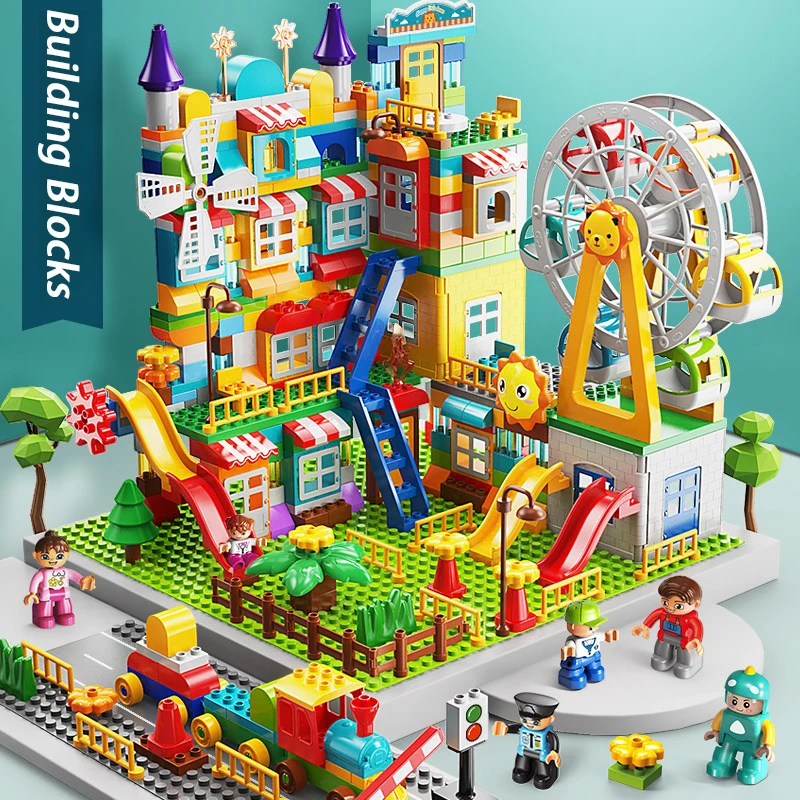 

Big Particle Blocks Marble Race Run Slide Blocks Duplo City Blocks House Castle Building Blocks Brick Toy Kids Christmas Gift