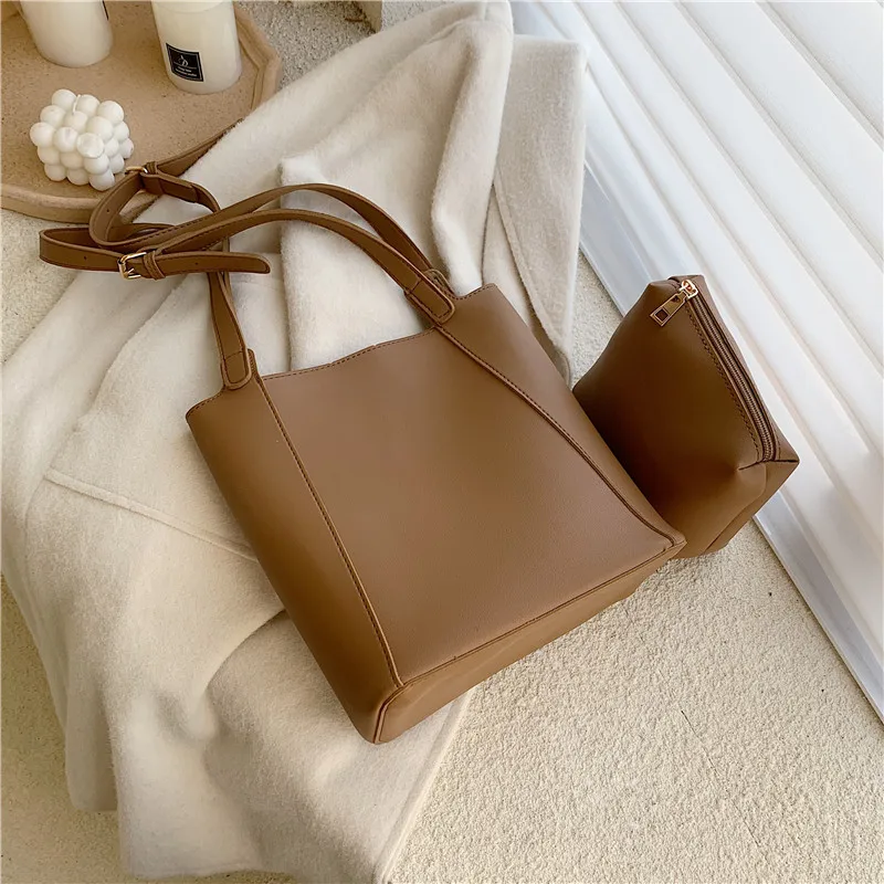 

Language meng wei Fashion PU Leather Bucket Bag Women's 2019 New Style Korean-style Shoulder Bag Versatile Western Style Large-V
