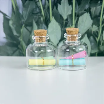 

37x40x12.5mm 20ml Little Cute Glass Jars Containers Vials Empty Clear Transparent 20CC Glass Bottles With Cork 12pcs