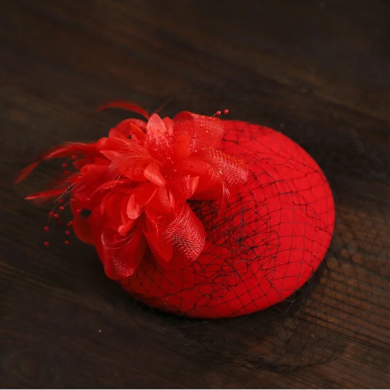 Romantic Women Bridal Hats and Fascinators Pearl Beaded Wedding Hat Black Bridal Party Gifts Veil Hair With Comb