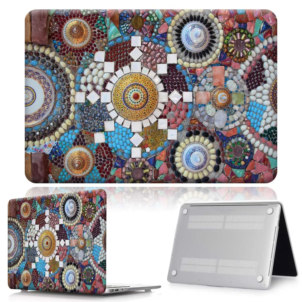 gem stone pattern KK& LL для Apple MacBook Air Pro retina 11 12 13 15/Pro 13 15 жесткий чехол для ноутбука с сенсорной панелью+ клавиатура+ Защитная пленка для экрана - Цвет: gem stone pattern