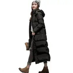 Новинка, большой размер, зимнее женское пуховое пальто, зимний супер длинный пуховик, женский тонкий толстый длинный пуховик выше колена D829