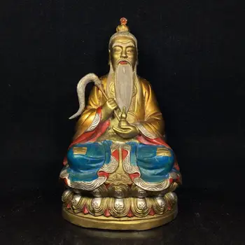 

Home Decor 9" Collection Old Bronze Painted Taishan Laojun Statue Taoist ancestor Senior moral Master of Wanfa Tao Te Ching