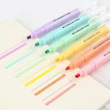 5/6Pcs Cute Candy Color Highlighter Pen Stationery Double Headed Fluorescent Marker Pen Art Mark Pen Office School Supplies