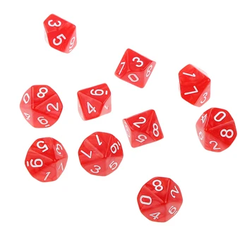 

20pcs Dice Role Playing D10 Polyhedral Acrylic Board Game Table Games Dungeons Dragons 22mm
