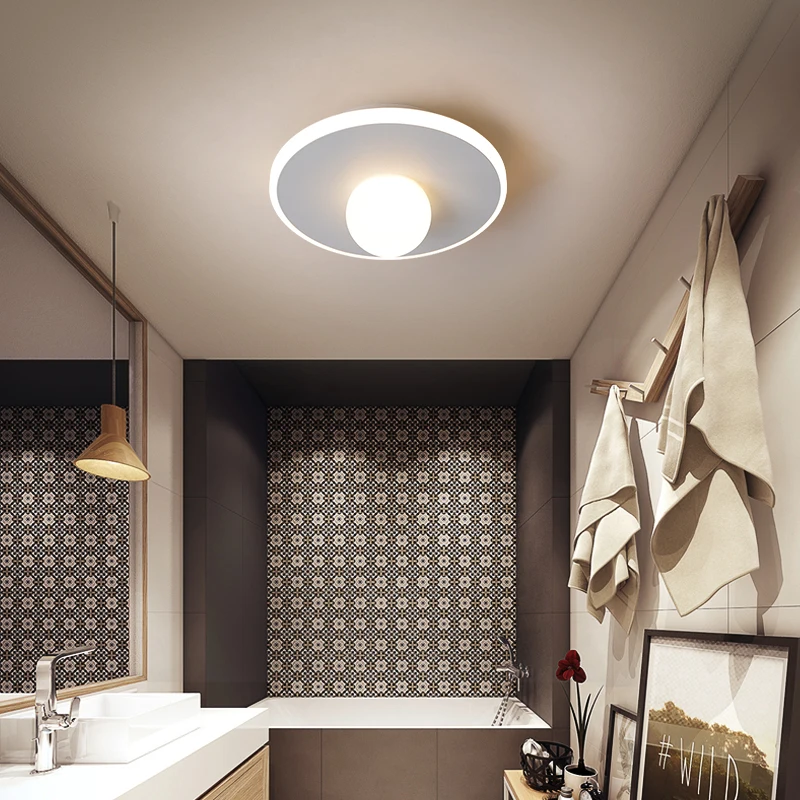 

Nordic LED Ceiling Lamp Minimalist White Round Glass Ball Ceiling Light for Aisle Corridor Balcony Foyer Home Lighting Fixtures