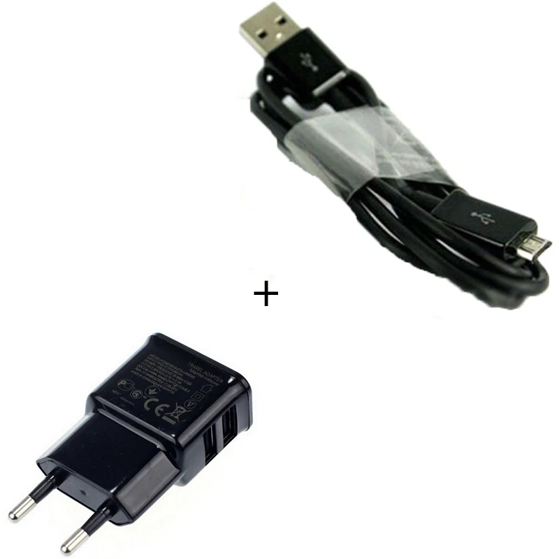2A двойной 2 порта USB настенное зарядное устройство адаптер для samsung(EU Plug)+ 3 фута микро usb кабель для зарядки и передачи данных