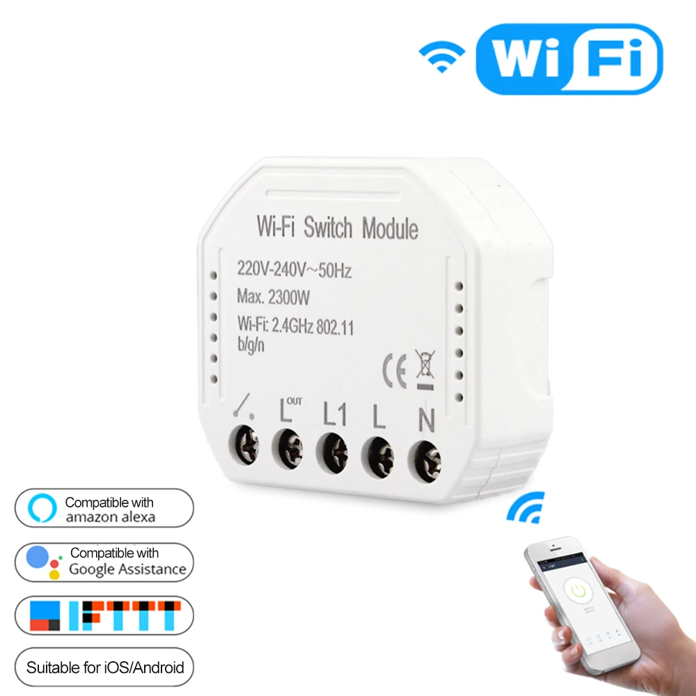 

Wi-Fi Smart Switch Light Control Switch Module Smart Home APP Remote Control Switch Compatible with Alexa/Google Home