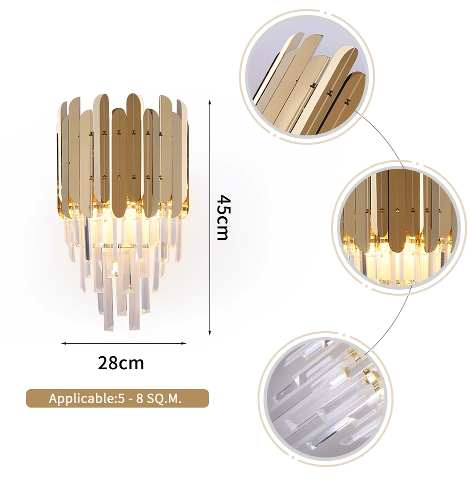 Современный светодиодный настенный светильник с кристаллами, золотой креативный дизайн, домашние настенные лампы, светильник s для дома, спальни, прикроватного коридора, бра