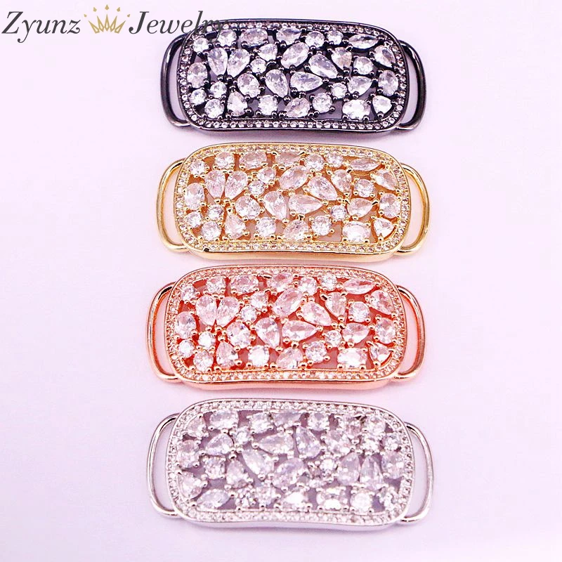 

5PCS, Clear CZ Crystal Zirconia Paved Geometric Bar Connector Beads for diy Bracelets Making