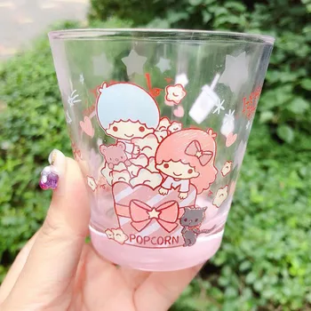 

1pcs Cute Cartoon My Melody LittleTwin Stars Cinnamoroll Dog Glass Cup Milk Toothbrush Cups Household Water cup Kids Girls Gifts
