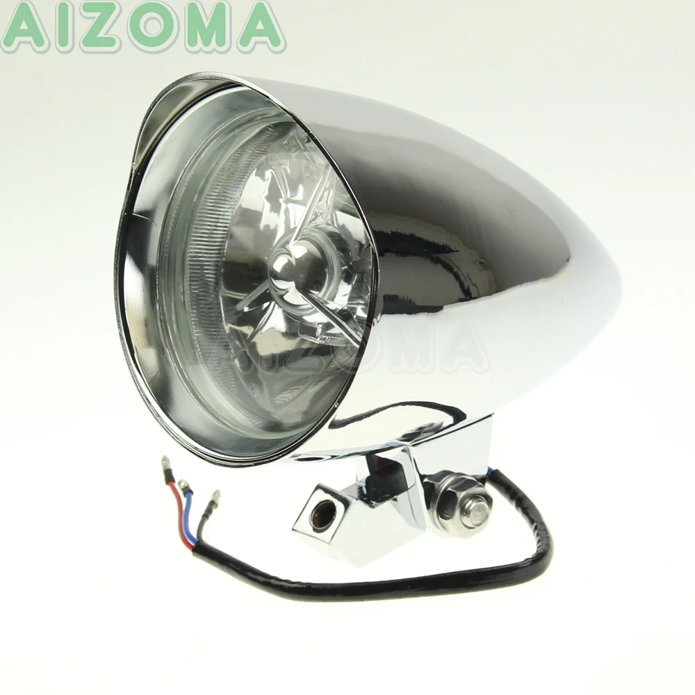 Хромированный H4 12V 55/60w козырек для мотоцикла, ковшовая фара для Harley Sportster 883 48 1200, сверхнизкий, настраиваемый, крепление на три бар, налобный фонарь