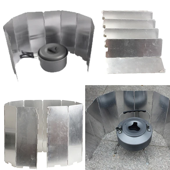 

Hot Sale 10 Plates Foldable Camping Picnic Cooker Stove Wind Screen Windshield Outdoor Stove Accessories