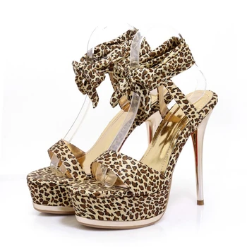 

BLXQPYT Women High Heels Sandals 13.5cm Sexy Stripper Shoes Party Pumps Shoes Woman Gladiator Platform Sandals Size 33-46 3196-6