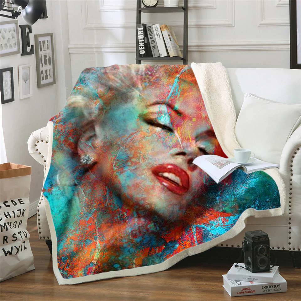 

Marilyn Monroe 3d printed fleece blanket for Beds Hiking Picnic Thick Quilt Fashionable Bedspread Sherpa Throw Blanket style-7