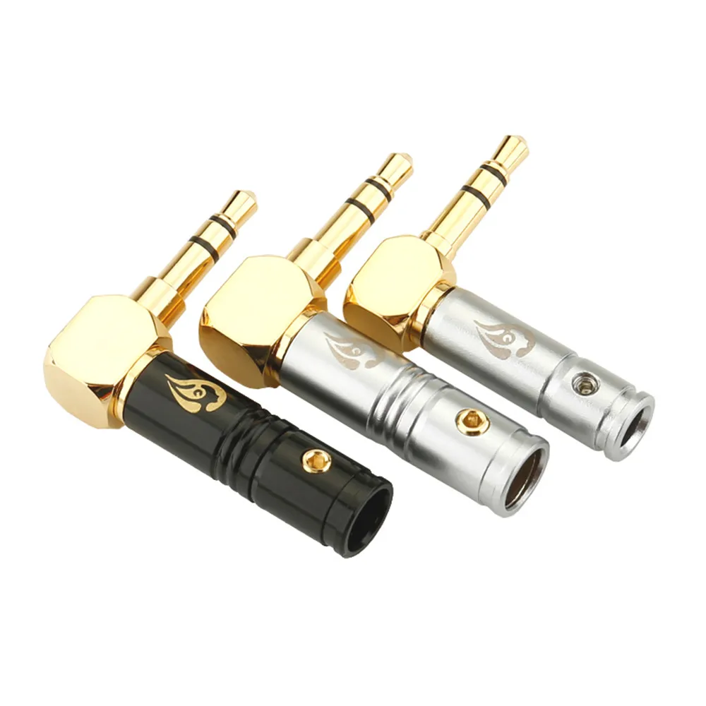 2 шт. 3,5 мм 90 градусов аудио разъем DIY стерео HiFi наушники изгиб металлический ремонт припоя провода разъем черный серебристый